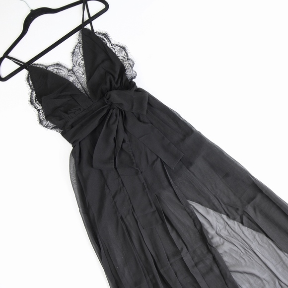 Lace Plunging V-Neck High Slit Cami Long Dress - Picture 7 of 8